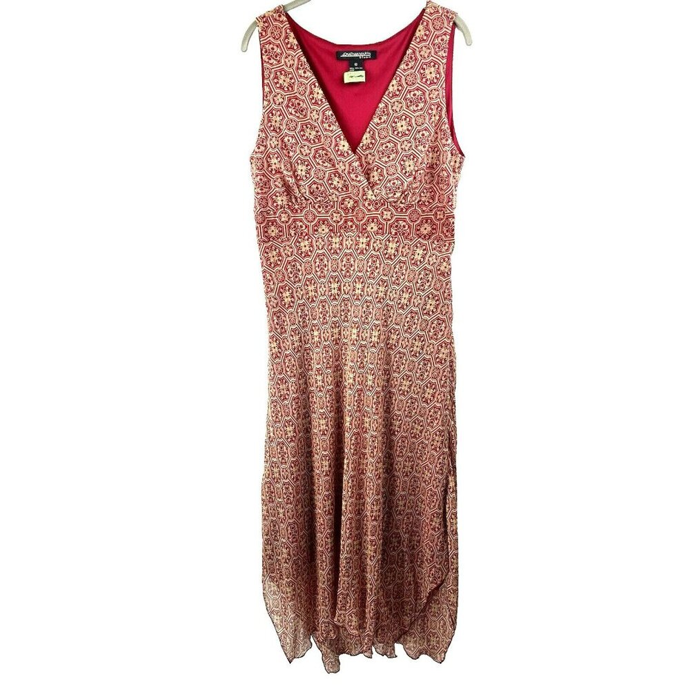 Jonathan Martin Dress 10‎ Lined 100% Silk Handkerchief Hem Faux Wrap Bohemian